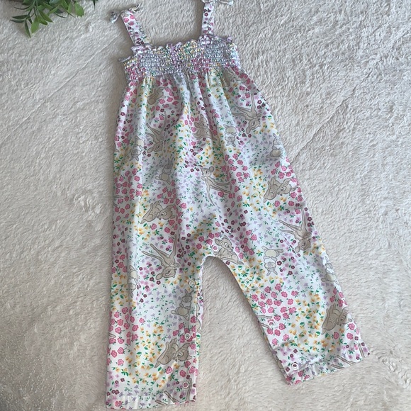 Disney Other - Disney Bambi Smocked Shirring Floral Romper 18M Baby Girl EUC